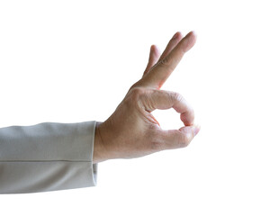 Businessman with ok sign, isolated on transparent background.