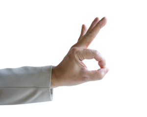 Businessman with ok sign, isolated on transparent background.