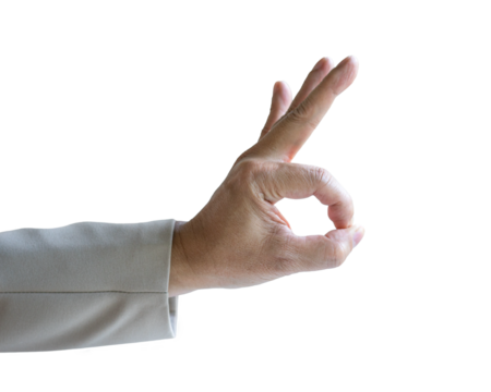 Businessman with ok sign, isolated on transparent background.
