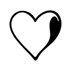 Black Outline Heart with a Dark Swirl on White Background Illustration