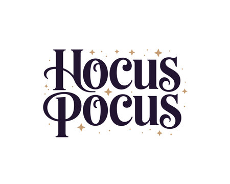 Hocus Pocus typographic art design with elegant fonts and stars  