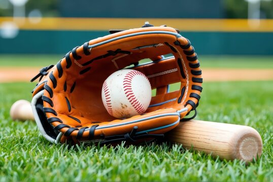 Baseball practice session local field sports equipment grass environment close-up view athletic concept