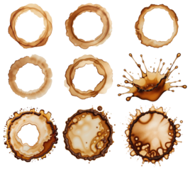 Coffee Stain Splash Overlay – Transparent PNG Elements for Graphic Design and Cafe Branding