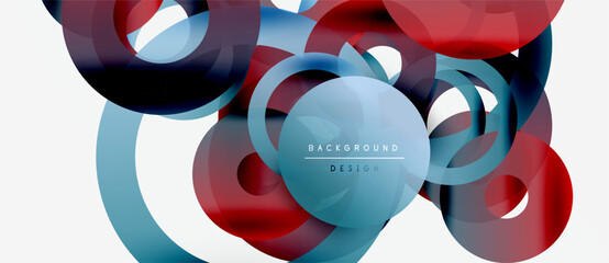 Abstract vector illustration. Overlapping circles, vibrant colors, modern design. Background elements create dynamic composition.