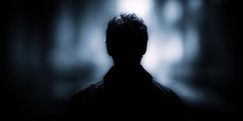 Anonymous Silhouette: A lone figure stands in the shadows, a stark silhouette against a blurred background, creating a sense of mystery and introspection.