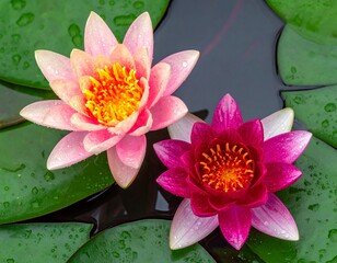 Close-up of pink and red water lily
