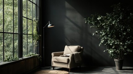 An indoor sanctuary with a comfortable armchair bathed in natural light near plants