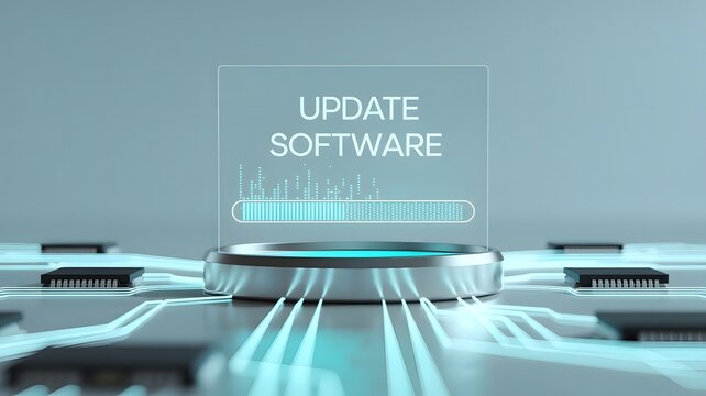 Update software application upgrade technology concept. Software update or Operating system, patch update, updating progress bar, Install app patch, new version, Improved security, program downloading - Powered by Adobe