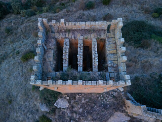 Aerial view of Yecra or Yéquera Castle in the medieval settlement of Yéquera, in the municipality...