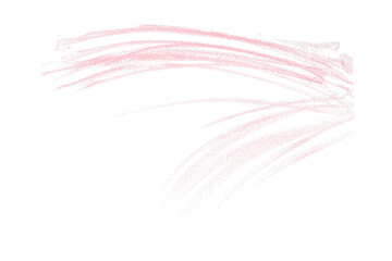 Hand drawn pink pencil lines, circles, stripes and squiggly lines on transparent background.