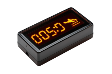 Led digital display showing countdown and falling person symbol