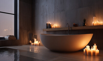 Minimalist Bathroom with Candlelight