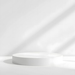 Clean white platform on neutral background, perfect for displaying cosmetic products, technology items, or branding mockups in a modern minimalist style.