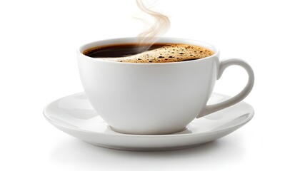 Hot coffee cup on white background