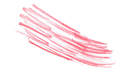 Hand drawn red pencil lines, circles, stripes and squiggly lines on transparent background.