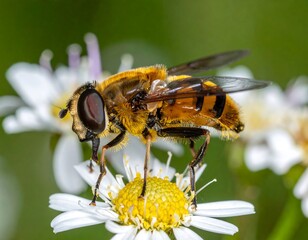 Close-up of a hoverfly on a flower