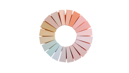 Circular color palette with various shades of peach, beige, and pastel tones