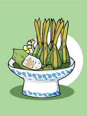 Thai asian foods cuisine handdrawn