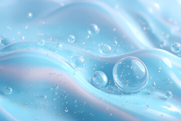 A close-up of shiny blue bubbles