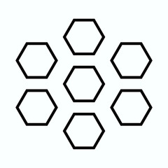 Seven Hollow Hexagon Shapes Stroke Icon