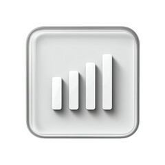 A square, white, 3D button displays an ascending bar graph signifying growth or signal strength