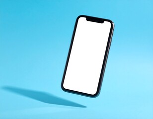 Modern phone floats on a vibrant blue background