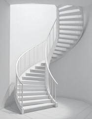 Modern spiral staircase in white interior