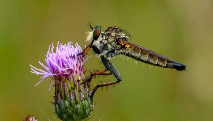 Close-up of a hoverfly on a thistle