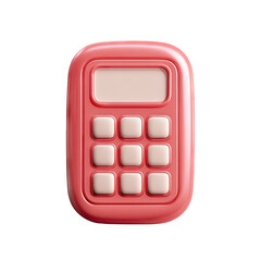 A coral-pink calculator with a light-pink display