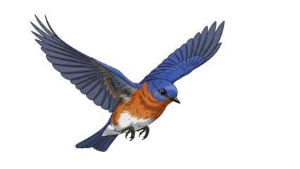 Bluebird in flight, detailed illustration, vibrant colors