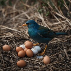 sparrow with egg