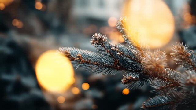 Closeup pine branches outdoor