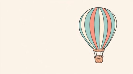 Fototapeta premium A charming illustration of a colorful vintage hot air balloon, perfect for conveying themes of adventure and exploration in a whimsical style.