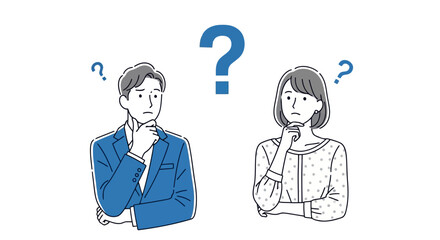 Illustration of a man and woman pondering a question vector design