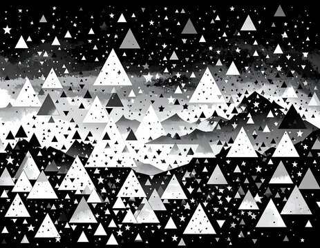 Abstract landscape of triangles and stars - Powered by Adobe