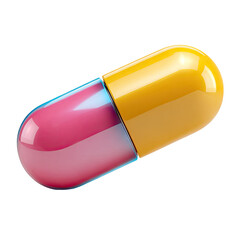 A glossy, vibrant, angled capsule.  Red-pink and  bright yellow halves