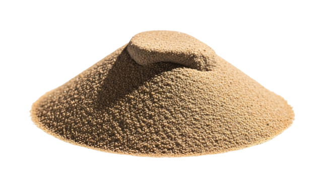Pile of beige sand, conical shape