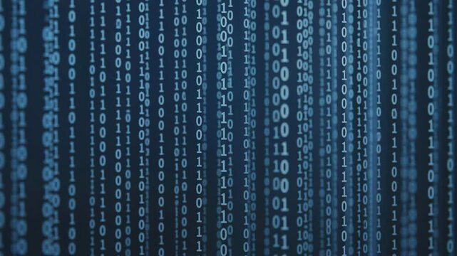 Binary code rain - Infinite & digital - Falling smoothly - Futuristic matrix backdrop