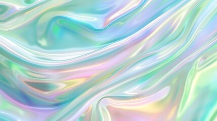 Obraz premium Soft Pastel Iridescent Textile with Elegant Flow and Glossy Waves Reflecting Light in a Dreamy Aesthetic Background