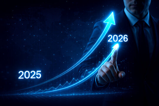 Business Growth and Success in 2025 to 2026 with Futuristic Digital Chart,Generative ai