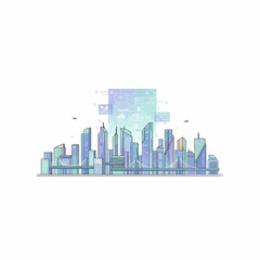 Fototapeta premium Urban Majesty A Minimalist Cityscape in Soft Hues, Capturing Architectural Grandeur