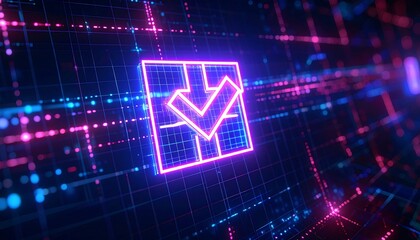 Digital check mark on a grid