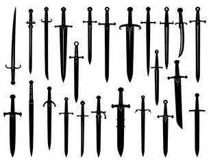 Silhouettes Various Swords And Knives