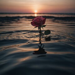 beautiful rose in water
