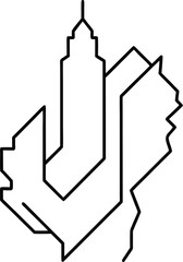 minimalist line map new york manhattan grid