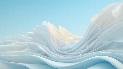 Serene Abstract Landscape with Flowing Curves and Soft Light in Blue and White Shades for Background or Design Use