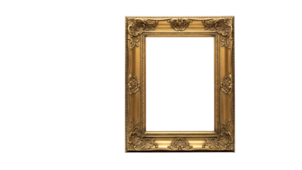 Ornate gold picture frame against a black background