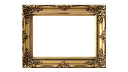 Gold ornate picture frame against black background