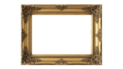 Gold ornate picture frame against black background