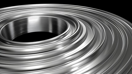 Abstract Close-Up of Smooth Metallic Rings with Shimmering Surfaces in a Dark Background